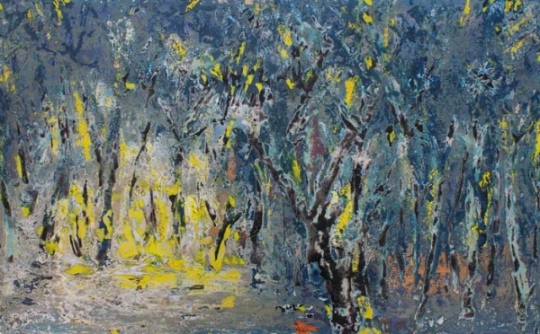 Sáng mùa đông, Vũ Đức Trung, sơn mài trên gỗ, 50x80cm, 2012.