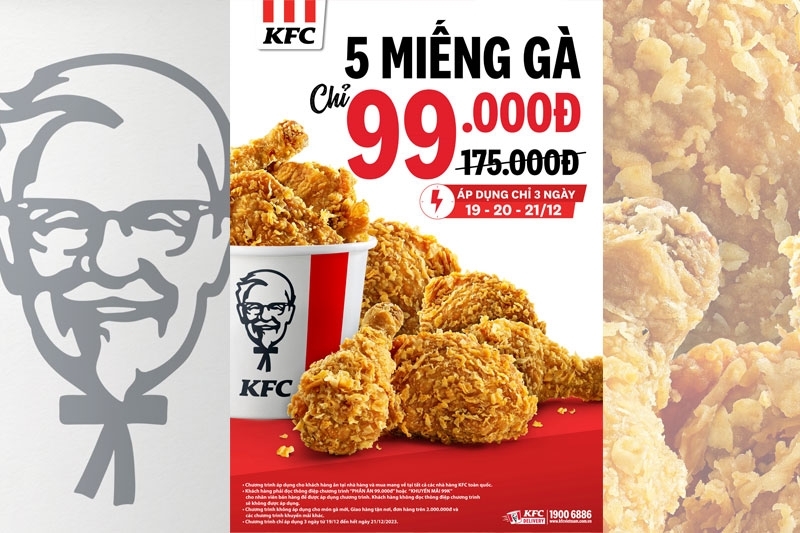 KFC ưu đãi siêu sốc, 5 miếng gà chỉ 99K