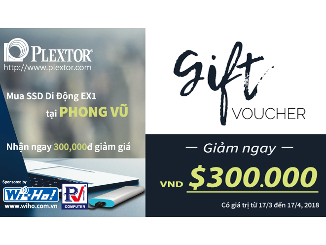 Mua SSD Plextor, nhận ngay gift voucher Wi-Ho