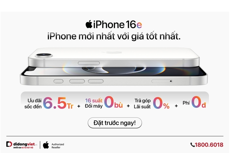 Lên đời iPhone 16e giá 0 đồng tại Di Động Việt