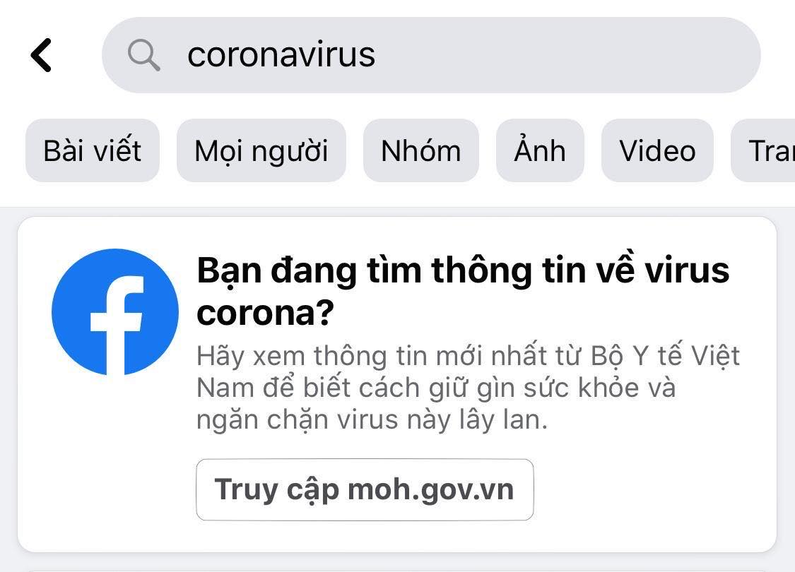 Facebook giúp người dùng cập nhật chính xác tình hình dịch cúm do virus Corona