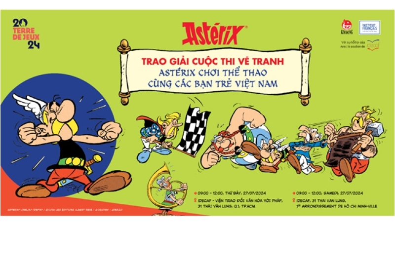 Trao giải cuộc thi sáng tác tranh 'Astérix chơi thể thao cùng các bạn trẻ Việt Nam'