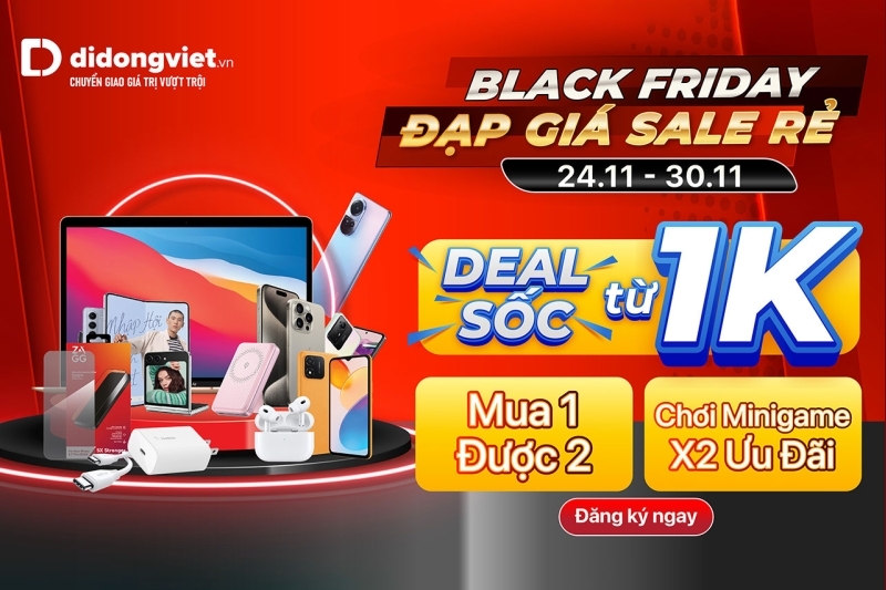 Black Friday: Cùng Di Động Việt săn deal công nghệ giá chỉ từ 1.000 đồng, mua 1 tặng 1