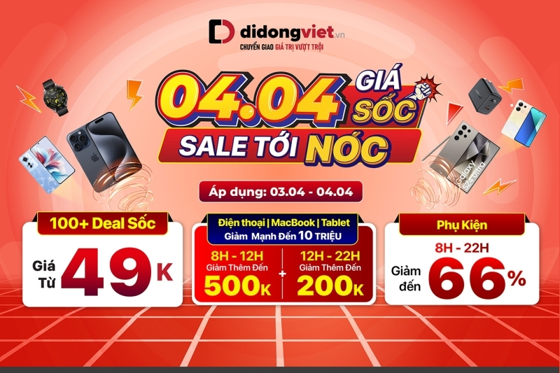 Di Động Việt tung 'Giá sốc, sale tới nóc' dịp sale ngày đôi 4/4