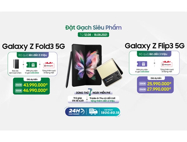 Di Động Việt nhận đặt trước bộ đôi smartphone màn hình gập Galaxy Z thế hệ 3 với nhiều ưu đãi hấp dẫn