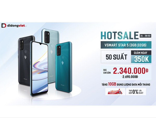 Di Động Việt mớ bán Vsmart Star 5 với giá chỉ 2,34 triệu đồng