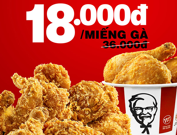 Một miếng gà KFC giá chỉ 18.000 đồng 