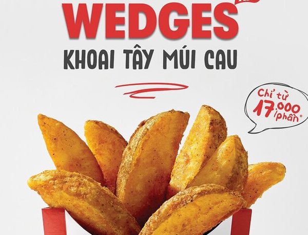 Thực đơn mới từ KFC: Khoai tây múi cau WEDGES