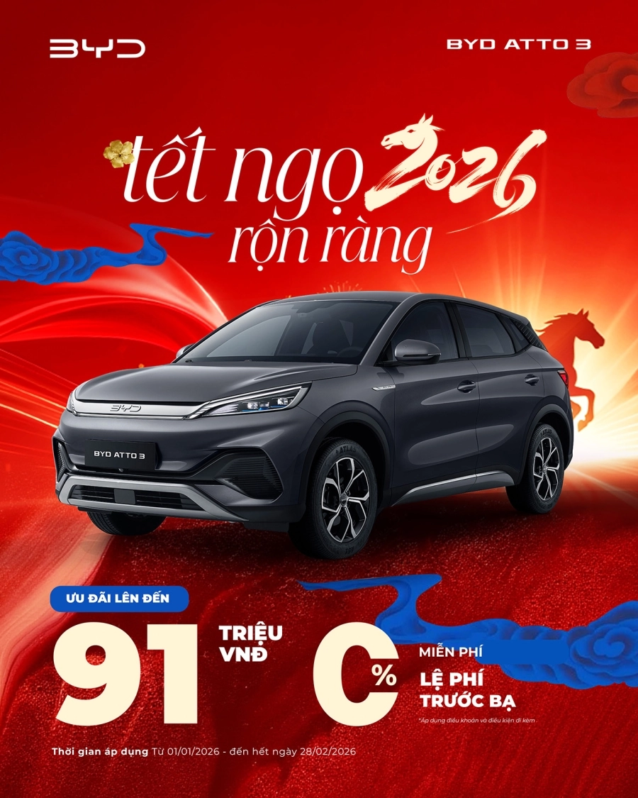 BYD Việt Nam triển khai chương trình ưu đãi chào năm mới “Tết Ngọ rộn ràng - Ưu đãi ngập tràn” 