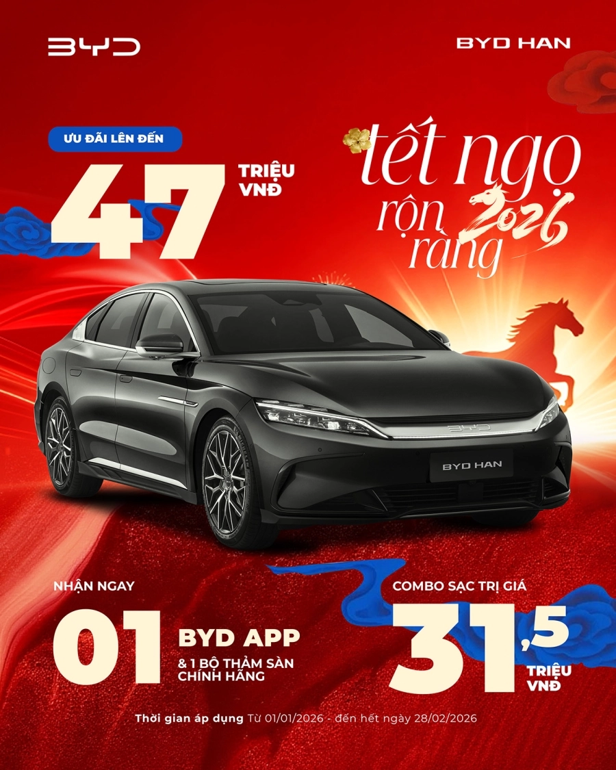 BYD Việt Nam triển khai chương trình ưu đãi chào năm mới “Tết Ngọ rộn ràng - Ưu đãi ngập tràn” 