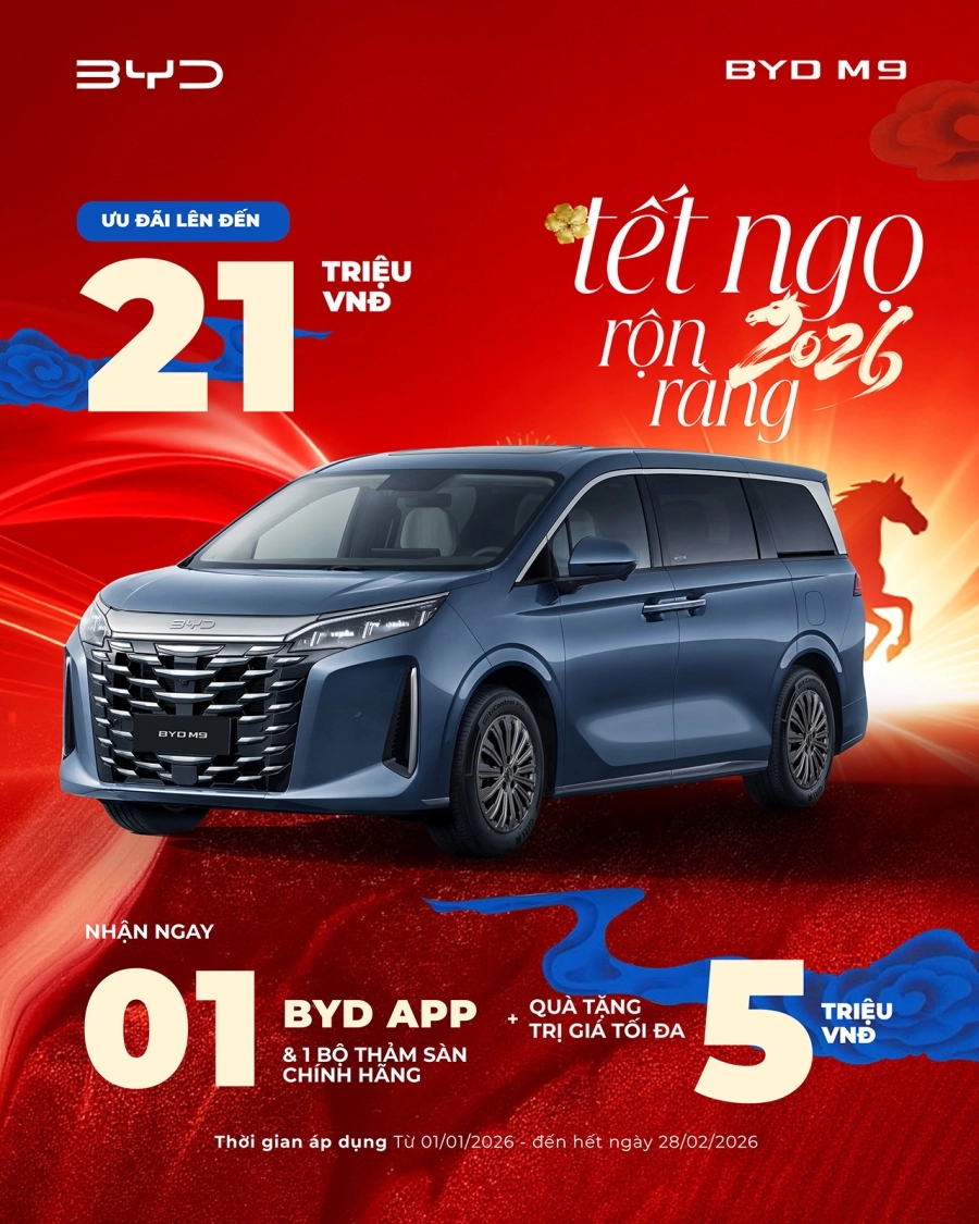 BYD Việt Nam triển khai chương trình ưu đãi chào năm mới “Tết Ngọ rộn ràng - Ưu đãi ngập tràn” 