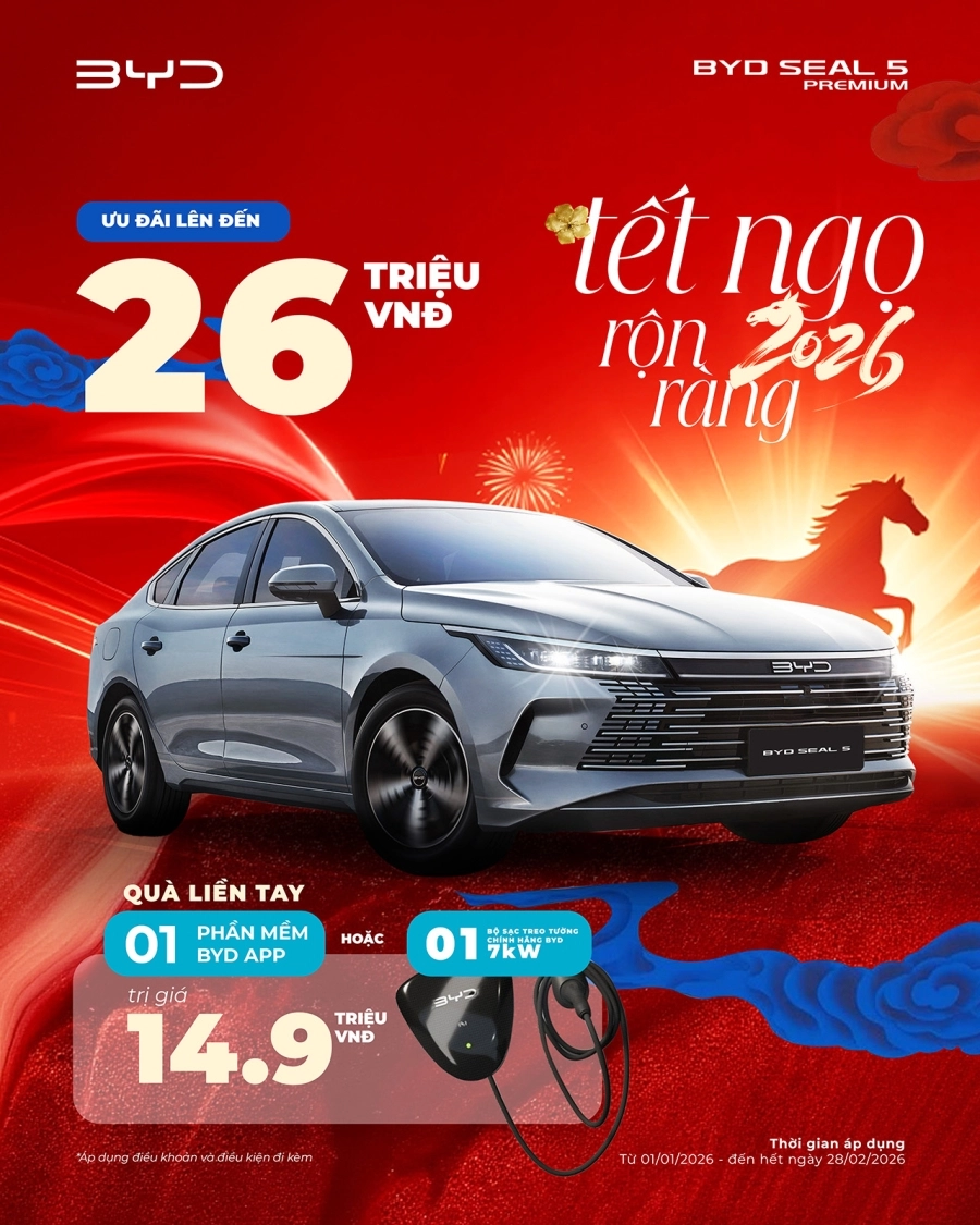 BYD Việt Nam triển khai chương trình ưu đãi chào năm mới “Tết Ngọ rộn ràng - Ưu đãi ngập tràn” 