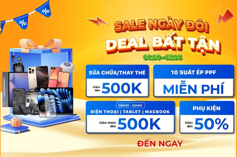 Dịp sale đôi 4/4: iPhone LikeNew giảm sâu, thay pin từ 150.000 đồng