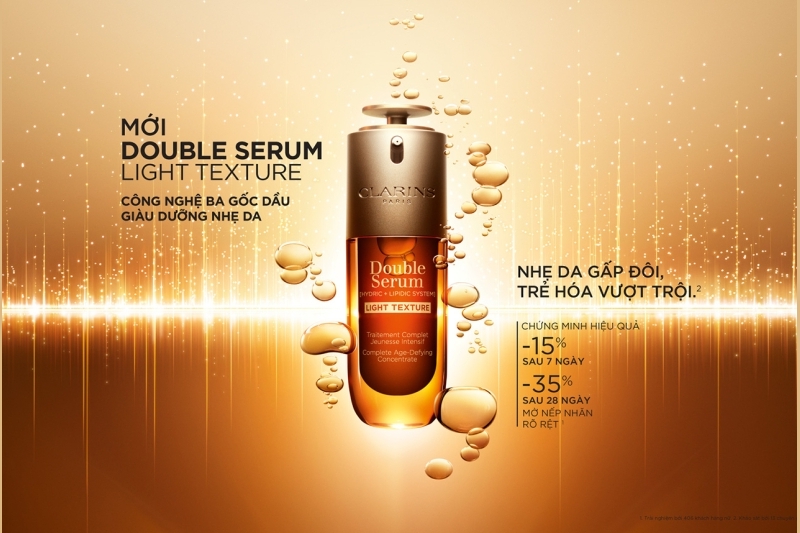 Clarins Double Serum Light Texture: 'Giọt vàng' nhẹ mướt khơi dậy thanh xuân làn da