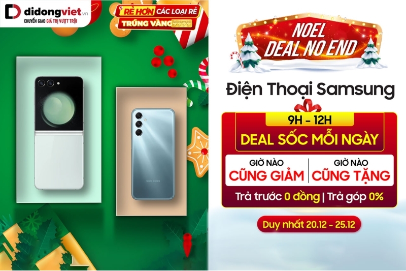 Tuần lễ 'Noel Deal No End', Di Động Việt ưu đãi cho các dòng điện thoại Samsung đến 62%